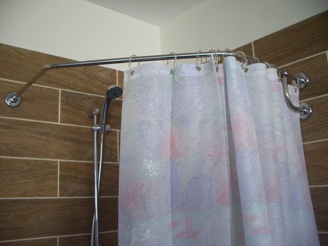 Diamond Corner Shower Curtain Rod for Bathroom, Fitting and Dressing room for Wall Montage