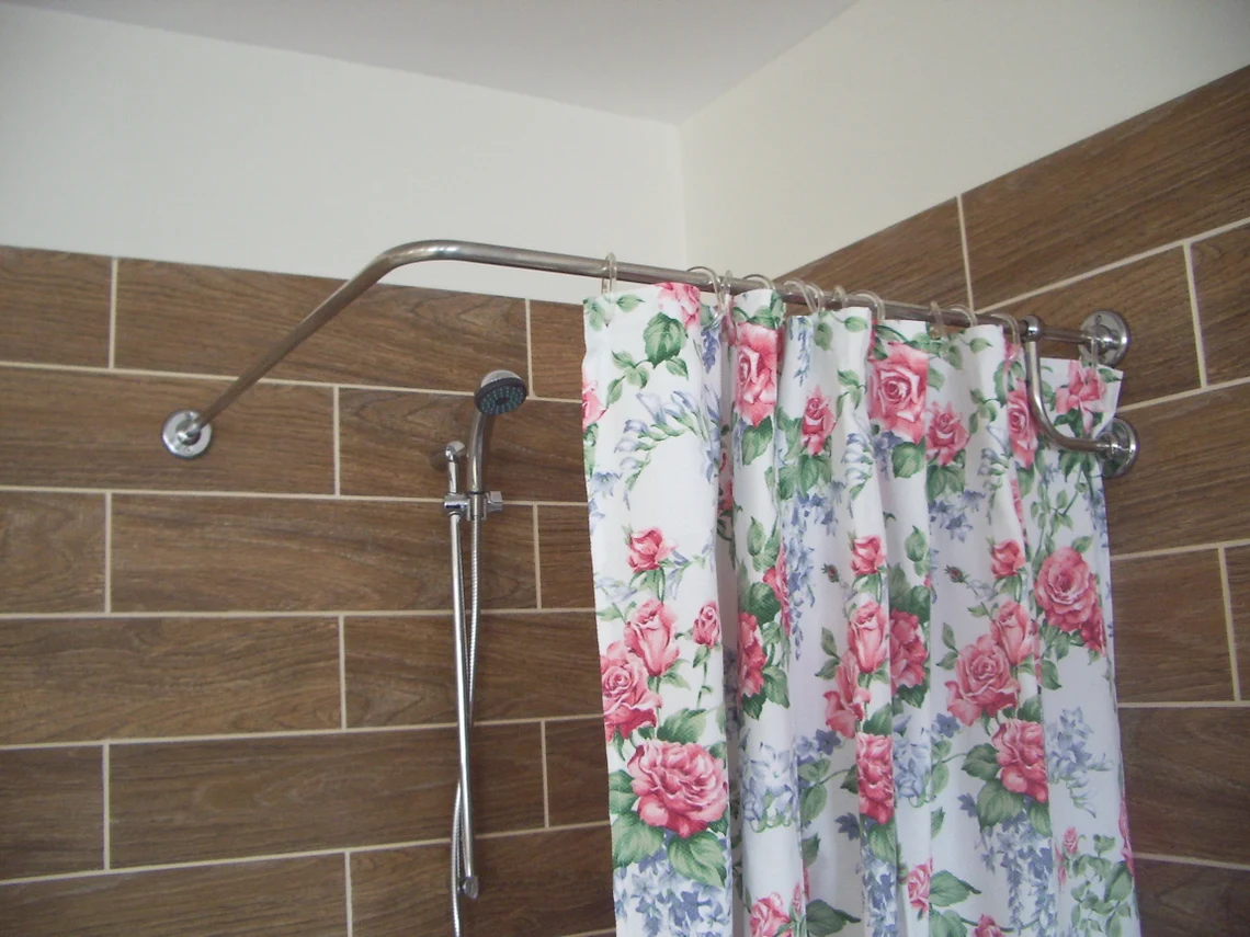 Corner Shower Curtain Rod for Bathroom, Fitting and Dressing room for Wall Montage