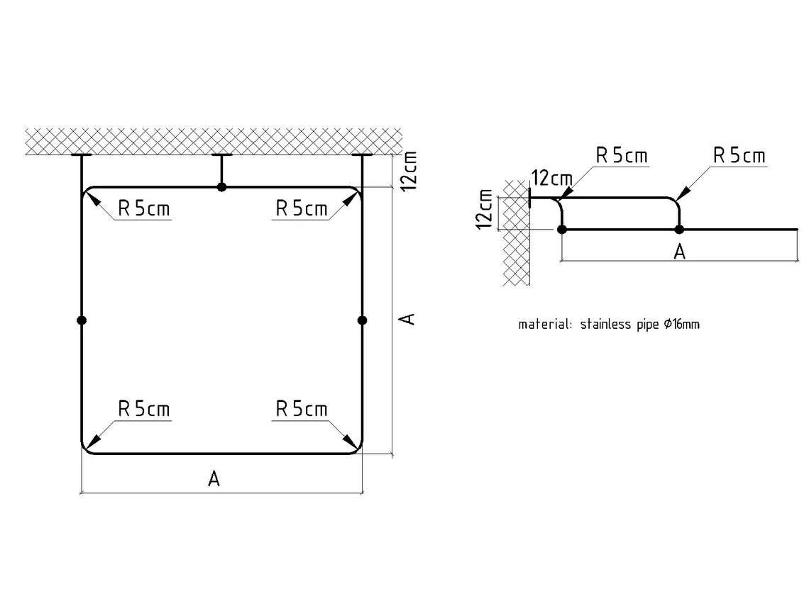 Square Shaped 360 degrees Shower Curtain Rod for Bathroom, Fitting and Dressing room with Wall Brackets - Image 3