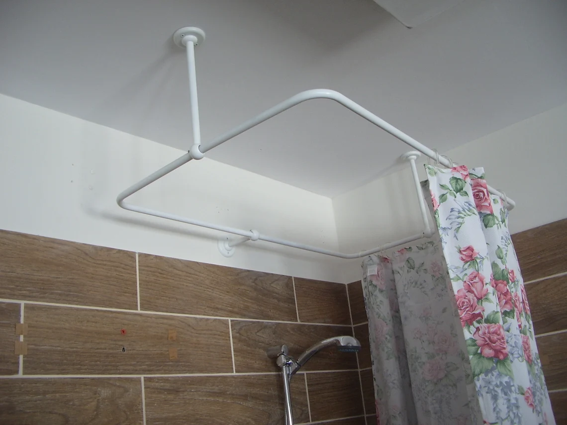 Rectangle Shaped 360 degrees Shower Curtain Rod for Bathroom, Fitting and Dressing room with Wall & Ceiling Brackets at Custom Size