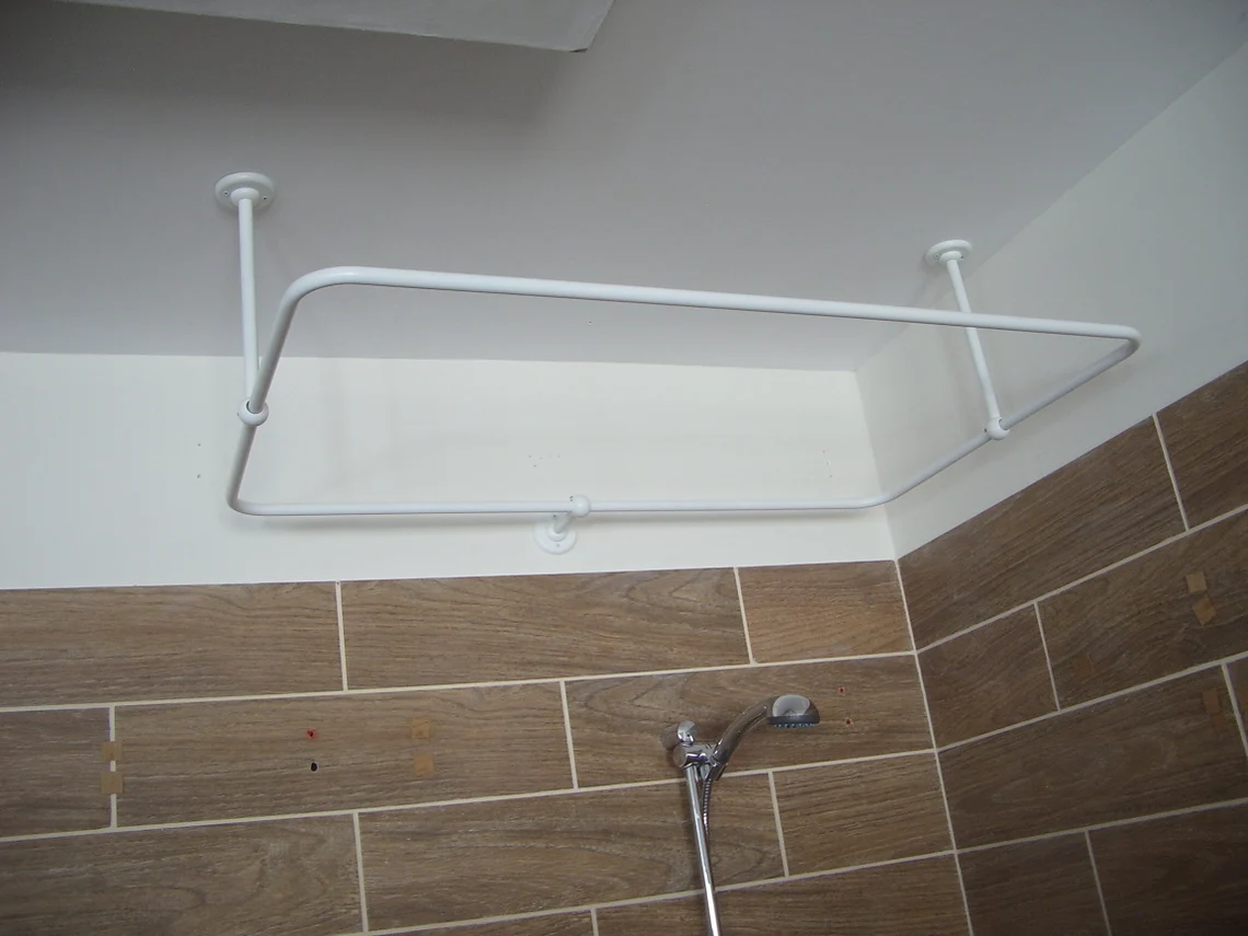 Rectangle Shaped 360 degrees Shower Curtain Rod for Bathroom, Fitting and Dressing room with Wall & Ceiling Brackets at Custom Size - Image 2