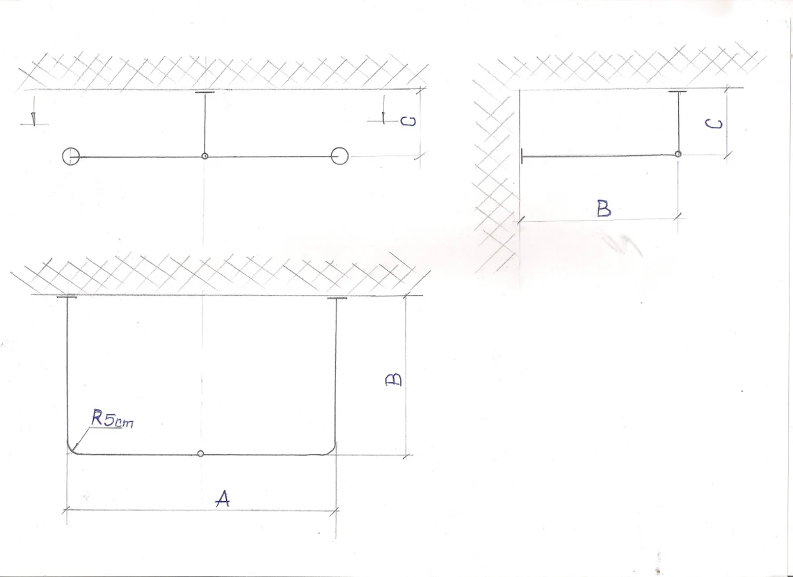 U Shaped Shower Curtain Rod for Bathroom, Fitting and Dressing room for Wall & Ceiling Montage at Custom Size - Image 3