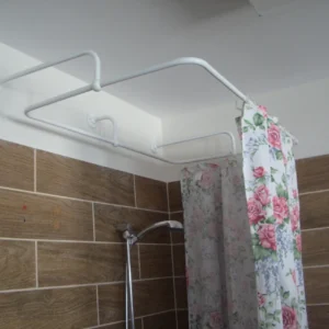 Rectangle Shaped 360 degrees Shower Curtain Rod for Bathroom, Fitting and Dressing room with Wall Brackets at Custom Size