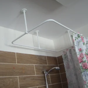 Rectangle Shaped 360 degrees Shower Curtain Rod for Bathroom, Fitting and Dressing room with Ceiling Brackets at Custom Size