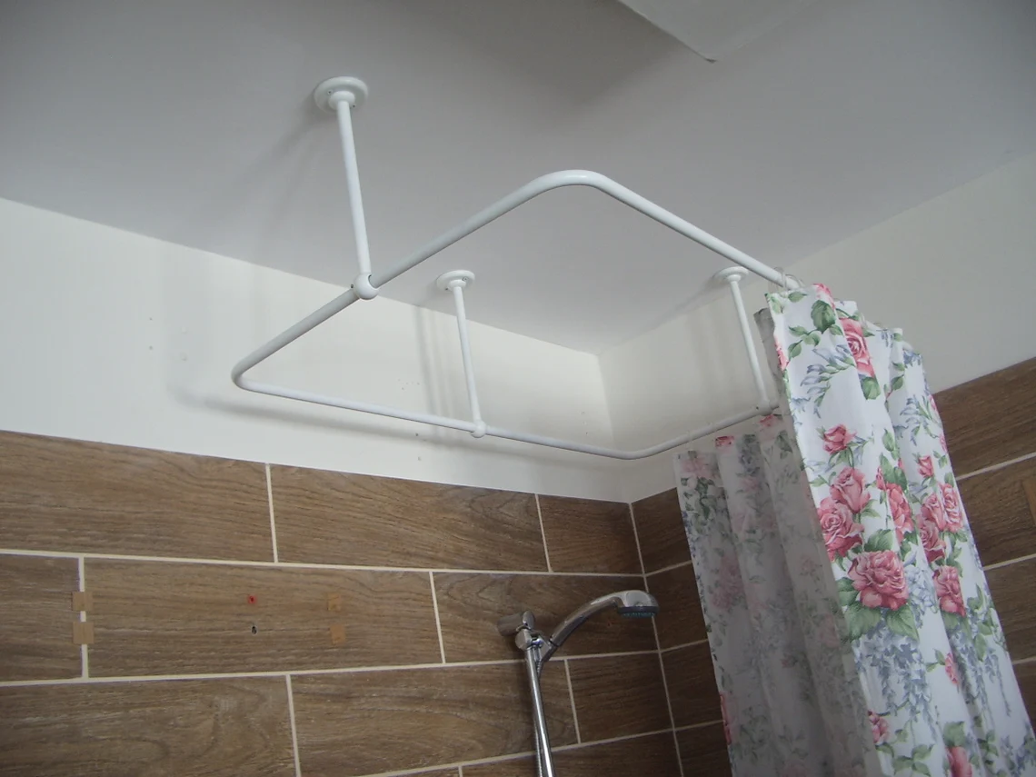 Rectangle Shaped 360 degrees Shower Curtain Rod for Bathroom, Fitting and Dressing room with Ceiling Brackets at Custom Size