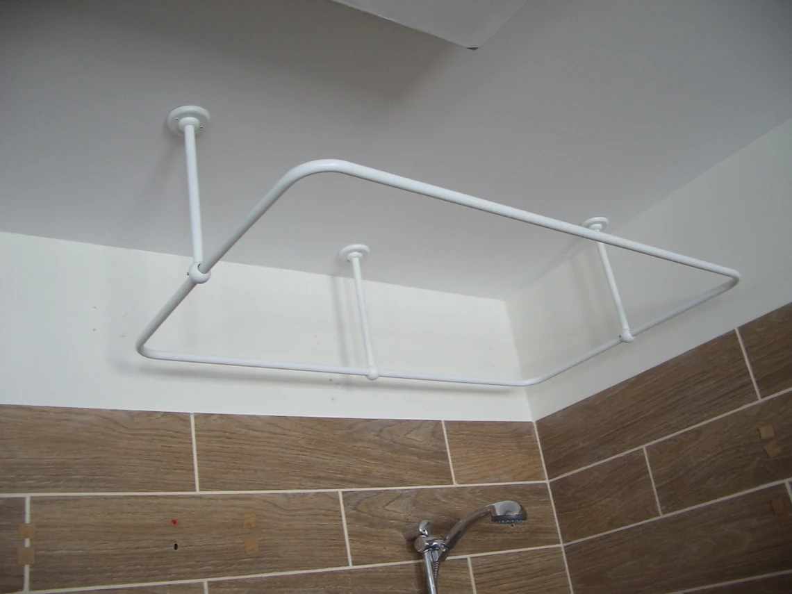 Rectangle Shaped 360 degrees Shower Curtain Rod for Bathroom, Fitting and Dressing room with Ceiling Brackets at Custom Size - Image 2