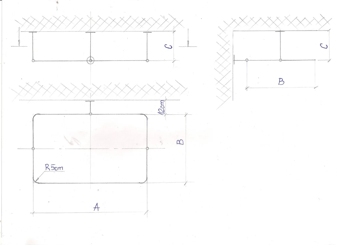 Rectangle Shaped 360 degrees Shower Curtain Rod for Bathroom, Fitting and Dressing room with Wall & Ceiling Brackets at Custom Size - Image 3