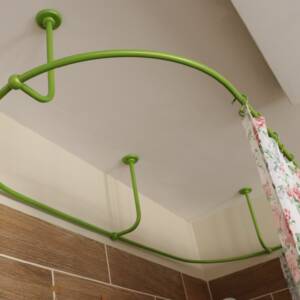 Oval Shaped 360 degrees Shower Curtain Rod for Bathroom, Fitting and Dressing room with Curved Ceiling Brackets at Custom Size
