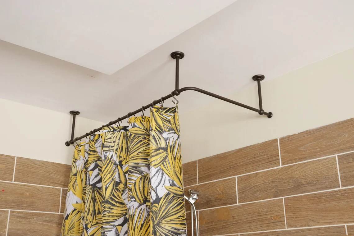 L- Shaped Corner Shower Curtain Rod for Bathroom, Fitting and Dressing room for Ceiling Montage with Custom Size - Image 2