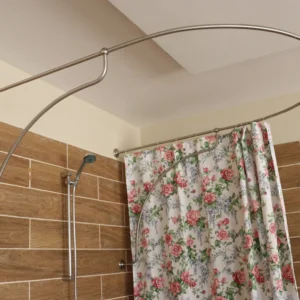U-Shaped Shower Curtain Rod for Bathroom, Fitting and Dressing room for Wall Montage with Italian Style Curved Wall Supports
