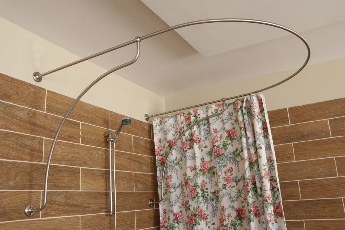 U-Shaped Shower Curtain Rod for Bathroom, Fitting and Dressing room for Wall Montage with Italian Style Curved Wall Supports