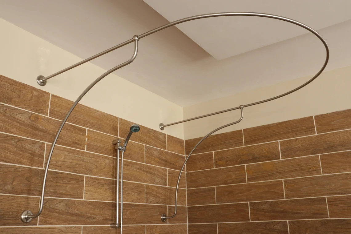 U-Shaped Shower Curtain Rod for Bathroom, Fitting and Dressing room for Wall Montage with Italian Style Curved Wall Supports - Image 2