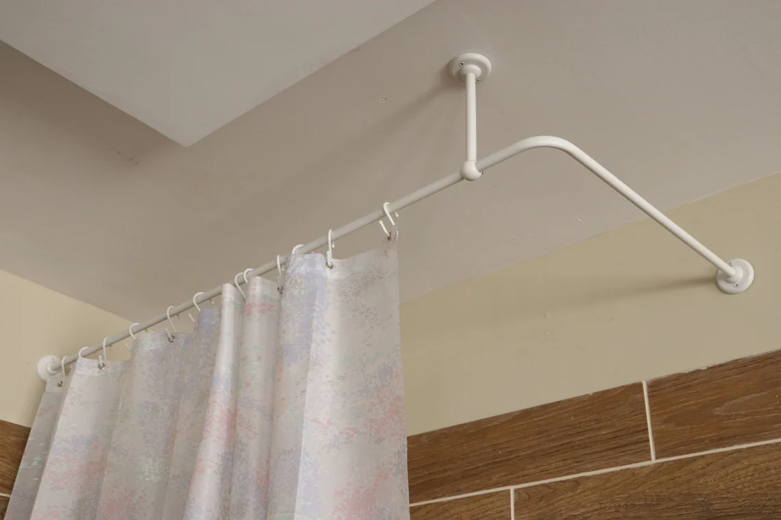 L- Shaped Corner Shower Curtain Rod for Bathroom, Fitting and Dressing room for Wall & Ceiling Montage with Custom Size