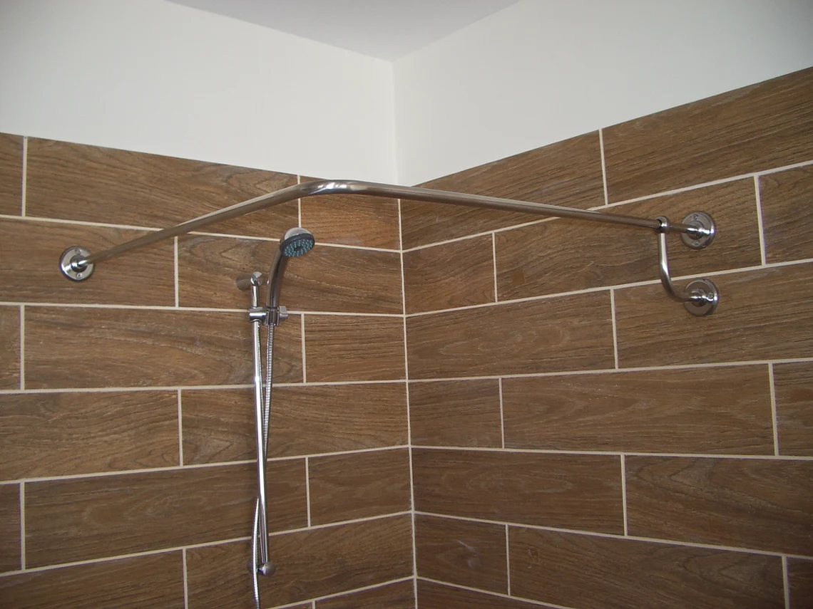 Corner Shower Curtain Rod for Bathroom, Fitting and Dressing room for Wall Montage - Image 2