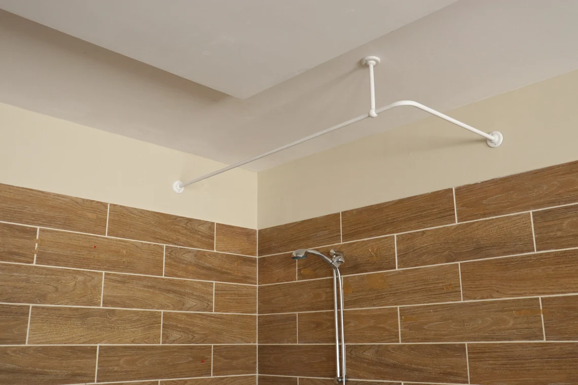 L- Shaped Corner Shower Curtain Rod for Bathroom, Fitting and Dressing room for Wall & Ceiling Montage with Custom Size - Image 4