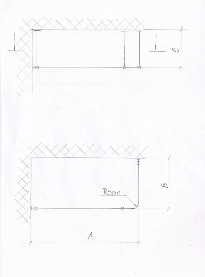 L- Shaped Corner Shower Curtain Rod for Bathroom, Fitting and Dressing room for Ceiling Montage with Custom Size - Image 5