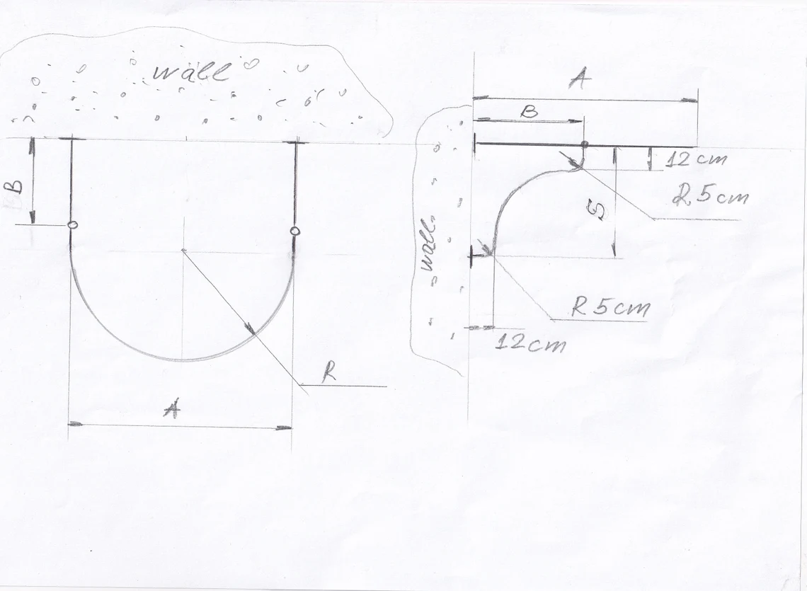 U-Shaped Shower Curtain Rod for Bathroom, Fitting and Dressing room for Wall Montage with Italian Style Curved Wall Supports - Image 5