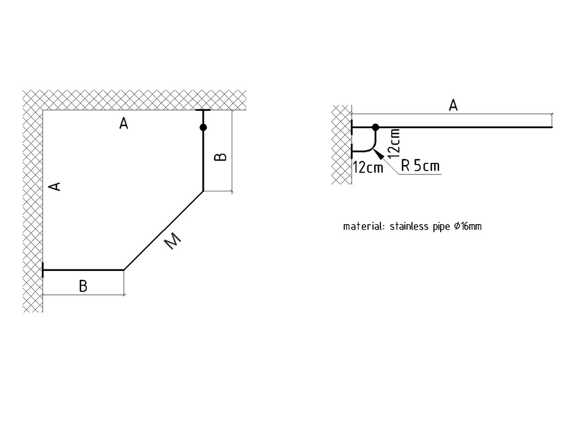 Diamond Corner Shower Curtain Rod for Bathroom, Fitting and Dressing room for Wall Montage - Image 4