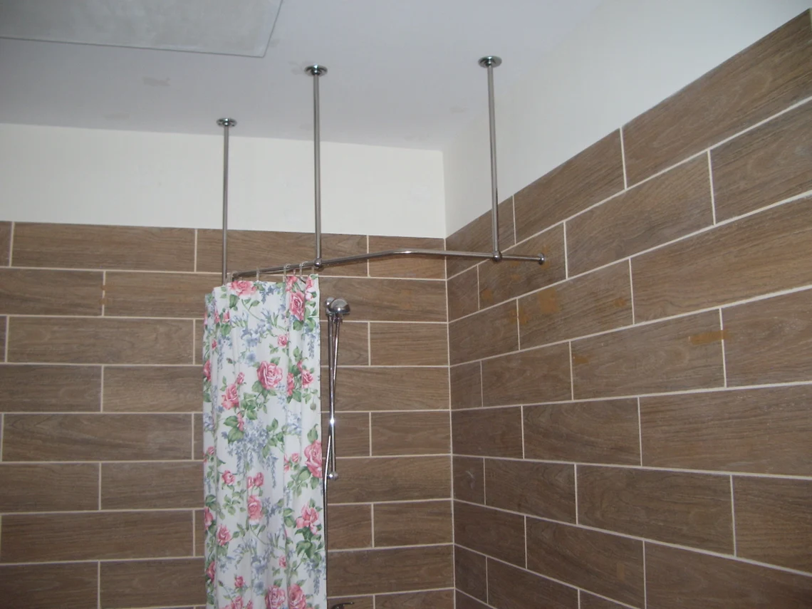 Diamond Corner Shower Curtain Rod for Bathroom, Fitting and Dressing room for Ceiling Montage, option Custom Size- Neo Angle Jacuzzi