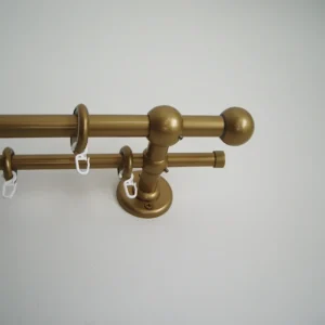 Double Curtain Rod Different Pipes for Window with Steel Rings and Hooks, Double Wall Brackets and Ball Ends