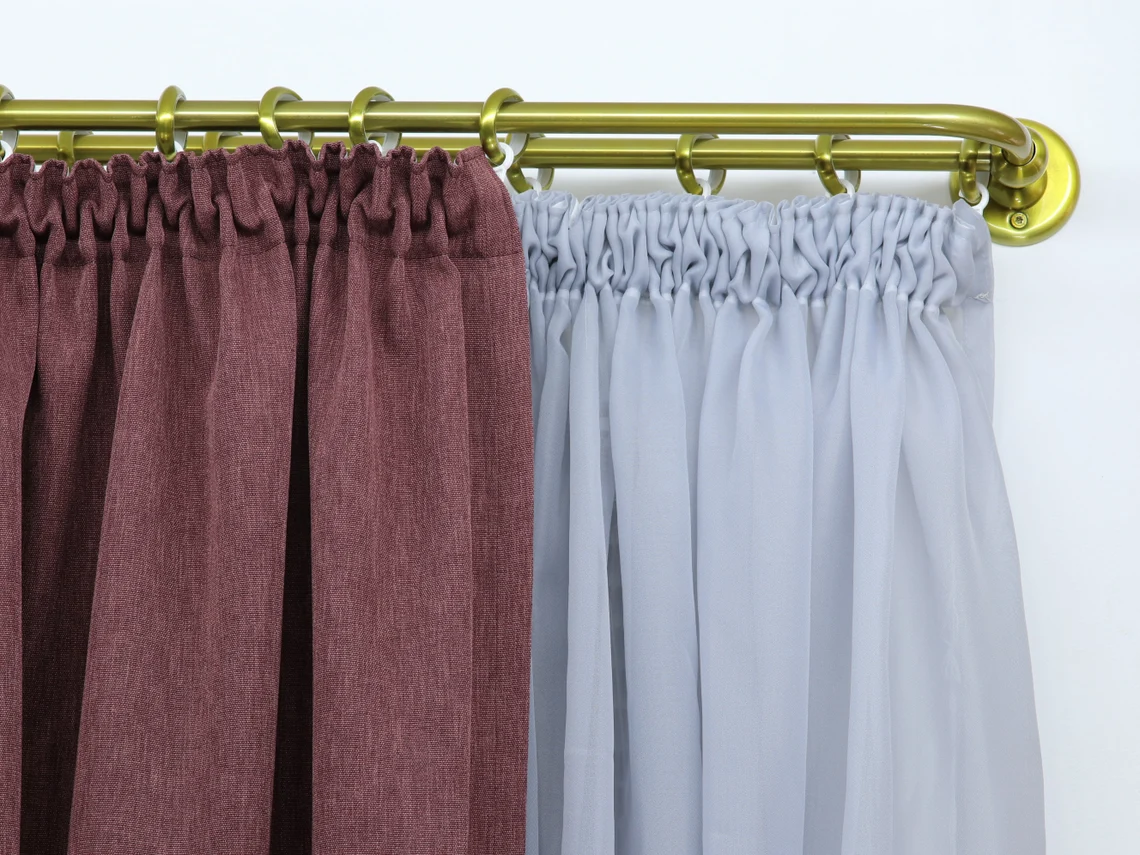 Double Blackout Curtain Rod(16 mm), French Style Finish for Window with Steel Rings Hooks, Wall Mounting - Image 2