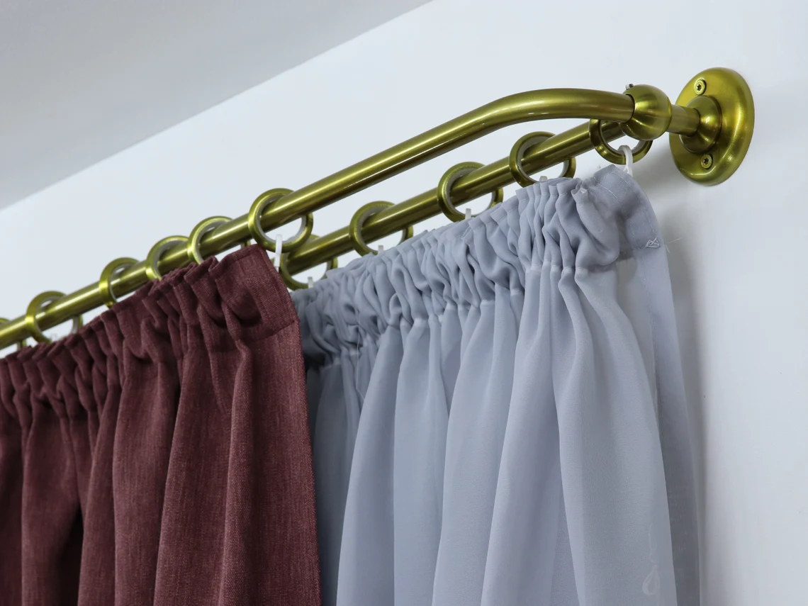 Double Blackout Curtain Rod(16 mm), French Style Finish for Window with Steel Rings Hooks, Wall Mounting