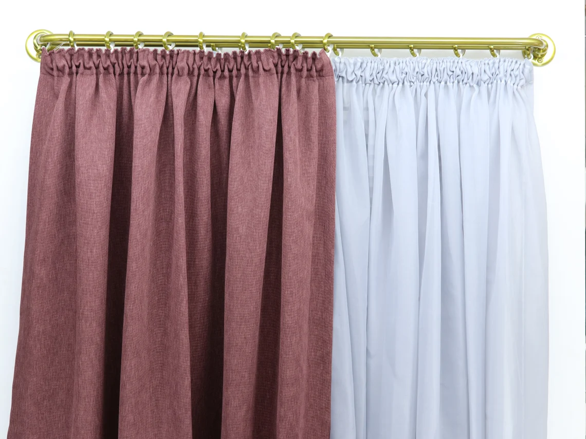 Double Blackout Curtain Rod(16 mm), French Style Finish for Window with Steel Rings Hooks, Wall Mounting - Image 3