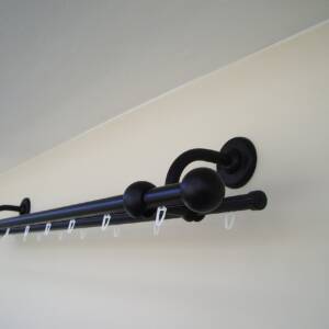 Double Curtain Rail with Different Pipes for Window with Rollers, Double Curved Wall Brackets and Ball Ends