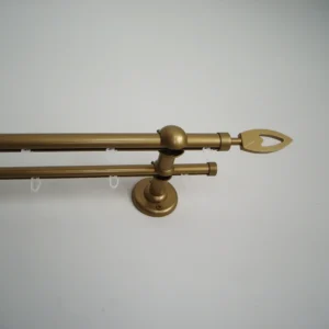 Double Curtain Rail Different Pipes for Window with Rollers, Double Wall Brackets and Spades Ends
