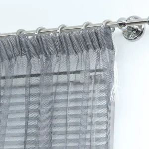 Single Curtain Rod for Window with Steel Rings and Hooks, Standard Wall Brackets and Ball Ends