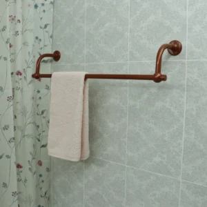 U Shaped Shower Towel Rack and Hanger, Single Rod and Curved Brackets- 22 millimeters thick