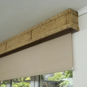 Rustic Window Valance, Cornice Board, Pelmet Box, Curtain Box- Veneered MDF OAK Mod. 209 Burnt Wood Design, Ceiling Assembly