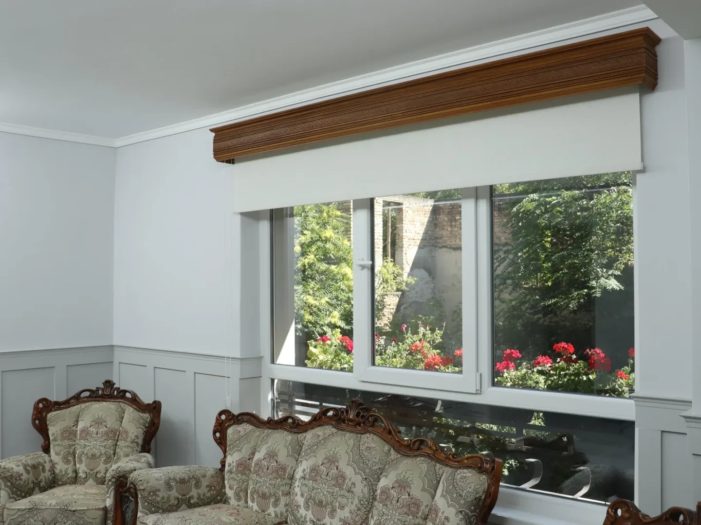 Window Valance, Cornice Board, Pelmet Box- Wooden Mod. 5- Flowers Pattern, Wall Montage and Many Colors Finishes - Image 4